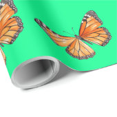 Vlinder limoengroen cadeaupapier (Rol Hoek)