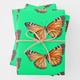 Vlinder limoengroen inpakpapier vel