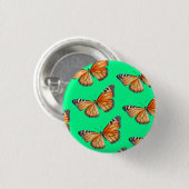 Vlinder limoengroen ronde button 3,2 cm (Voorkant /achterkant)