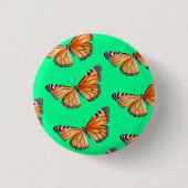 Vlinder limoengroen ronde button 3,2 cm (Voorkant)