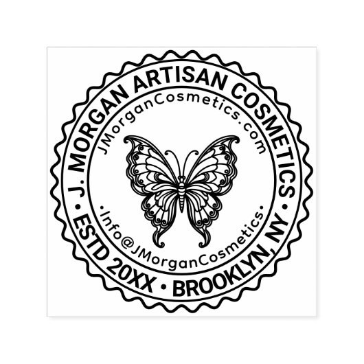 Vlinder Logo Bedrijfsnaam Locatie URL E-mail #S Zelfinktende Stempel (Design)