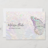 Vlinder logo Faux pastel glitter kaart (Voorkant)