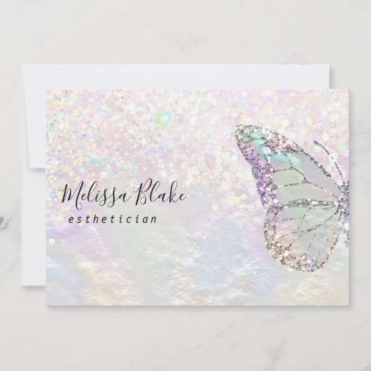 Vlinder logo Faux pastel glitter kaart (Voorkant)