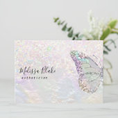 Vlinder logo Faux pastel glitter kaart (Staand voorkant)