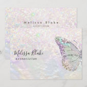 Vlinder logo Faux pastel glitter kaart (Voorkant / Achterkant)
