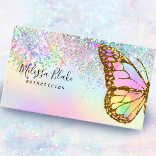 vlinder logo faux pastel glitter visitekaartje