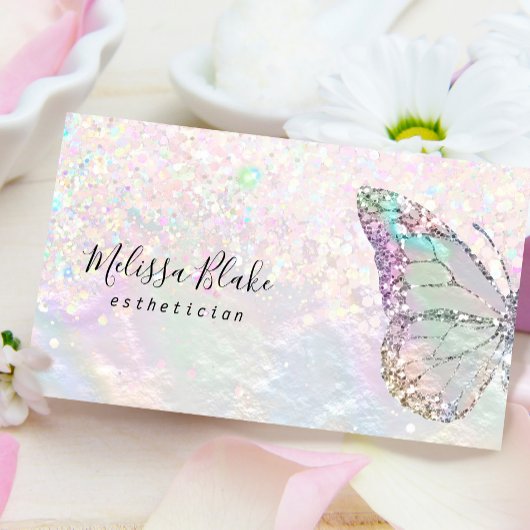 vlinder logo faux pastel glitter visitekaartje