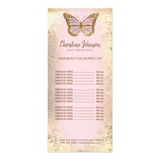 vlinder logo op bladbladzijden voor onbewerkt goud reclamekaart (Voorkant)