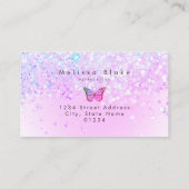 Vlinder logo op faux glitter ontwerp visitekaartje (Achterkant)