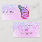 Vlinder logo op faux glitter ontwerp visitekaartje (Voorkant / Achterkant)