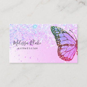 Vlinder logo op faux glitter ontwerp visitekaartje