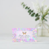 vlinder logo op FAUX glitter pastel Visitekaartje (Staand voorkant)