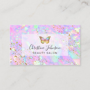 vlinder logo op FAUX glitter pastel Visitekaartje