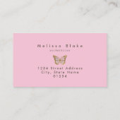 Vlinder logo op faux gouden schittering visitekaartje (Achterkant)