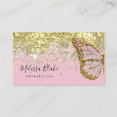 Vlinder logo op faux gouden schittering visitekaartje (Voorkant)