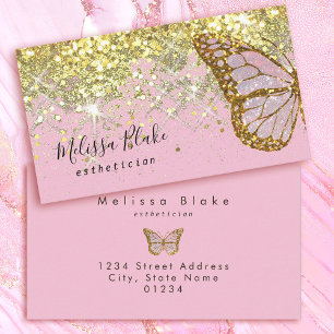 vlinder logo op faux gousvonken visitekaartje