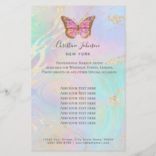 vlinder logo op faux iridescent effect flyer (Voorkant)
