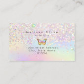 Vlinder logo op faux pastel glitter ontwerp visitekaartje (Achterkant)