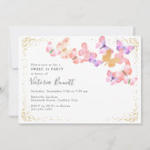 Vlinder luchten Koraal Goud Confetti Sweet 16 Kaart (Voorkant)