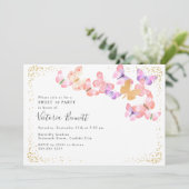 Vlinder luchten Koraal Goud Confetti Sweet 16 Kaart (Staand voorkant)