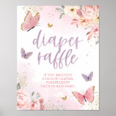 Vlinder Luier Raffle Baby shower teken 11x14 Poster (Voorkant)