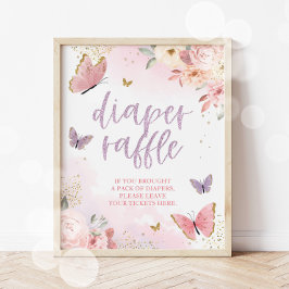 Vlinder Luier Raffle Baby shower teken 11x14 Poster