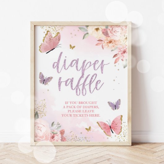 Vlinder Luier Raffle Baby shower teken 11x14 Poster