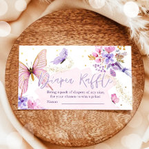 Vlinder Luier Raffle Ticket Baby shower Bloemen