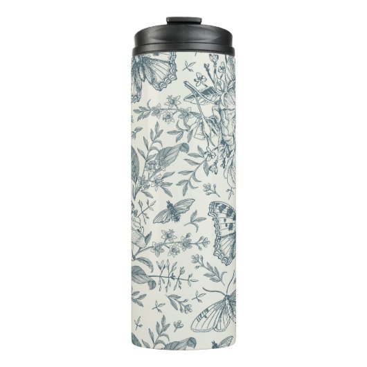  vlinder, Luna Moth en Flowers Thermosbeker (Voorkant)