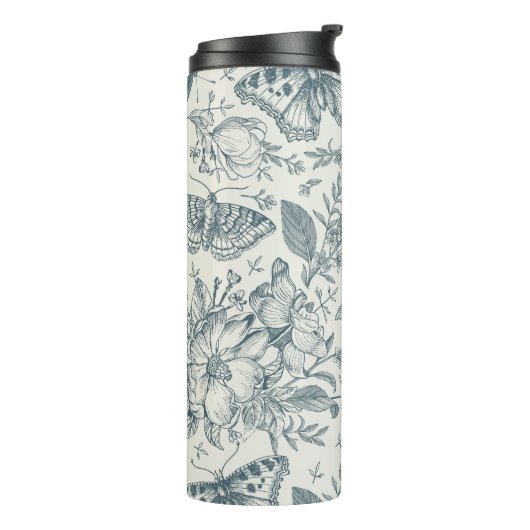  vlinder, Luna Moth en Flowers Thermosbeker (Gedraaid links)