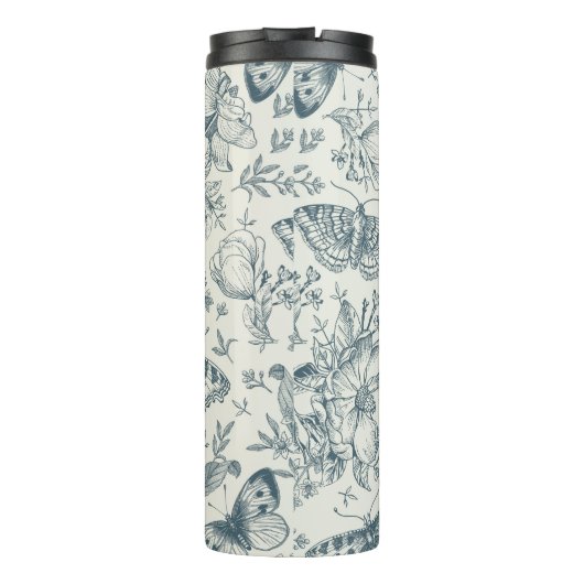  vlinder, Luna Moth en Flowers Thermosbeker (Achterkant)