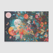 Vlinder maan grillige bloem schilderij Decoupage Tissuepapier (Voorkant)