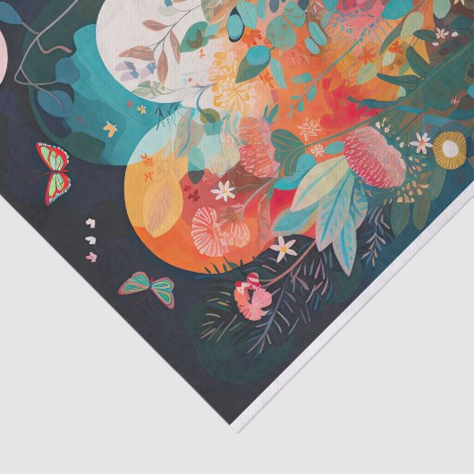 Vlinder maan grillige bloem schilderij Decoupage Tissuepapier (Detail)