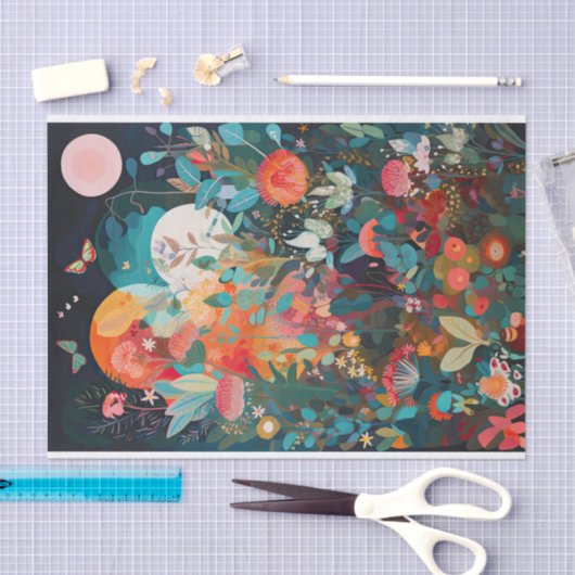 Vlinder maan grillige bloem schilderij Decoupage Tissuepapier (Craft)