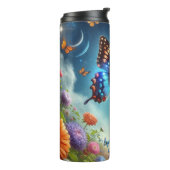 Vlinder maan zon bloemen thermosbeker (Gedraaid links)