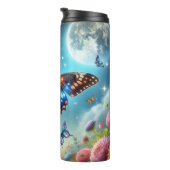 Vlinder maan zon bloemen thermosbeker (Geroteerd rechts)