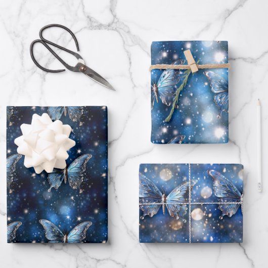 Vlinder magisch betoverd patroon naadloos chic inpakpapier vel (Voorkant)