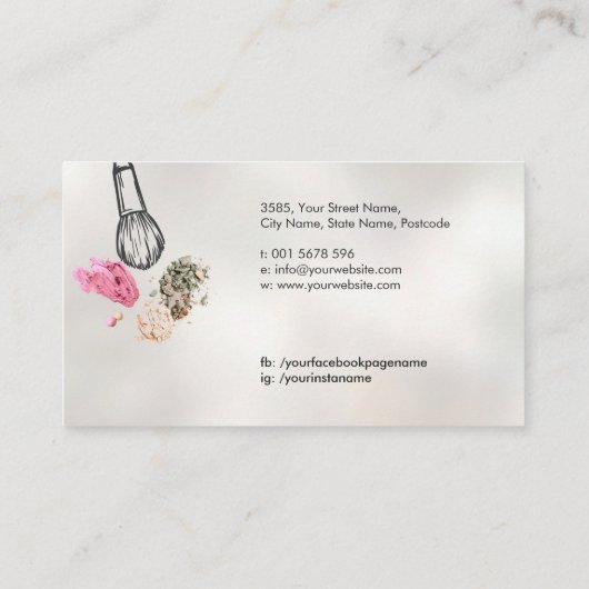 Vlinder make-up borstel visitekaartje (Achterkant)