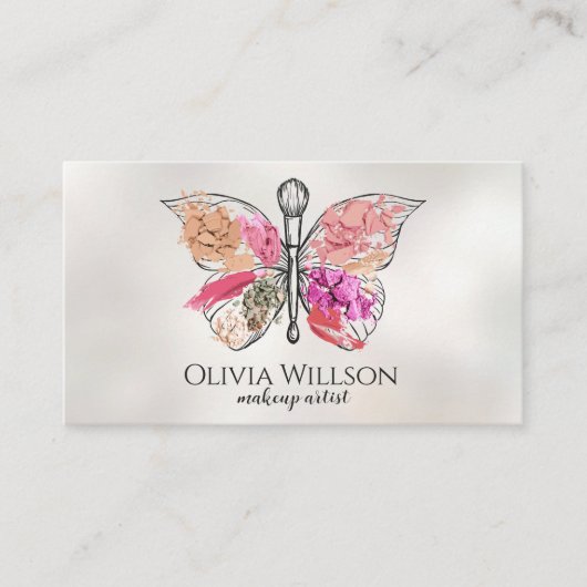 Vlinder make-up borstel visitekaartje (Voorkant)