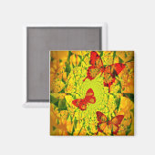 Vlinder Mandala Vierkante Magneet (Voorkant / Achterkant)