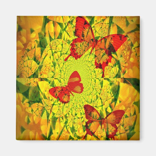 Vlinder Mandala Vierkante Magneet (Voorkant)