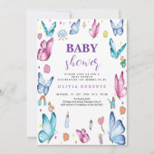 vlinder mauve Little Baby shower cool Kaart (Voorkant)