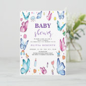 vlinder mauve Little Baby shower cool Kaart (Staand voorkant)