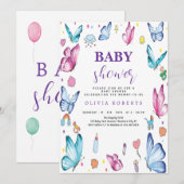vlinder mauve Little Baby shower cool Kaart (Voorkant / Achterkant)