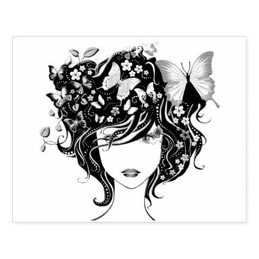 Vlinder meisje 1A Rubberstempel (Afrduk)