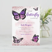 Vlinder Meisje Baby shower Kaart (Staand voorkant)