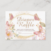Vlinder Meisje Baby shower Luier Raffle Behuizing Informatiekaartje (Voorkant)