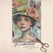 Vlinder Meisje Ephemera Portret Decoupage Tissuepapier