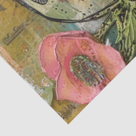 Vlinder Meisje Ephemera Portret Decoupage Tissuepapier (Detail)