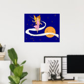 vlinder meisje in de ruimte poster (Thuiskantoor)